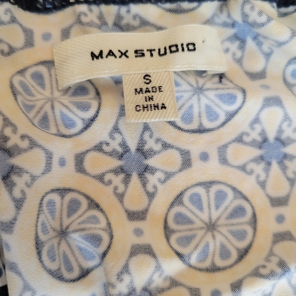 Max Studio Blue & Yellow Sleeveless Graphic Dress Size Small - Picture 4 of 4